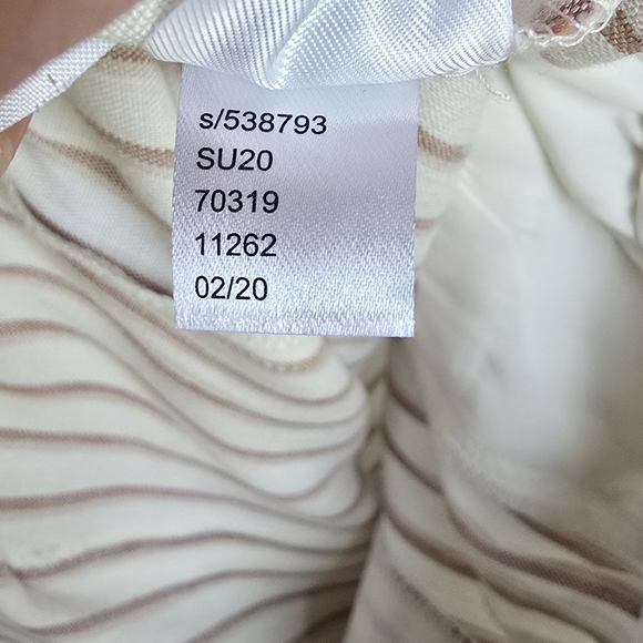 Ann Taylor New Ivory Stripe Belted Linen Drapey Cargo Ankle Pants Womens SZ 8 - Picture 12 of 13